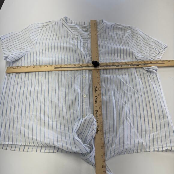 J.Crew‎ Top Womens Large White River Stripe Seacoast Tie Front Button Up Shirt - Picture 6 of 8